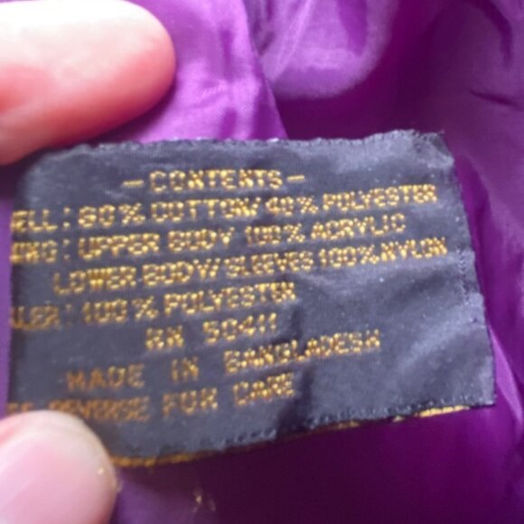 Vintage XL Purple Jacket Plaid Lining Multi-Pocket Warm Outdoor Coat NO HOOD - Picture 4 of 8